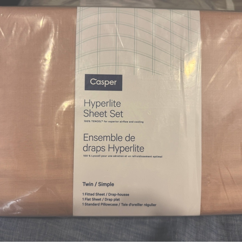 BNWT Dusty Pink Casper Twin Hyperlite Sheet Set
